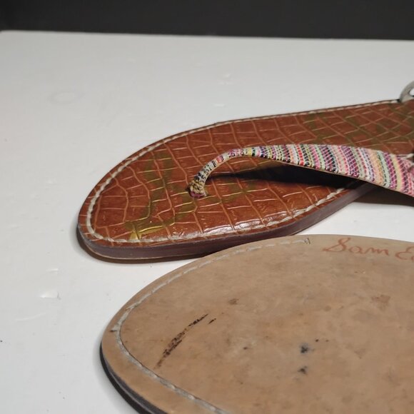 Sam Edelman Vegan Almond Woven Sand Gigi Thong Ankle Strap Sandals Size 9 1/2 - Picture 11 of 14